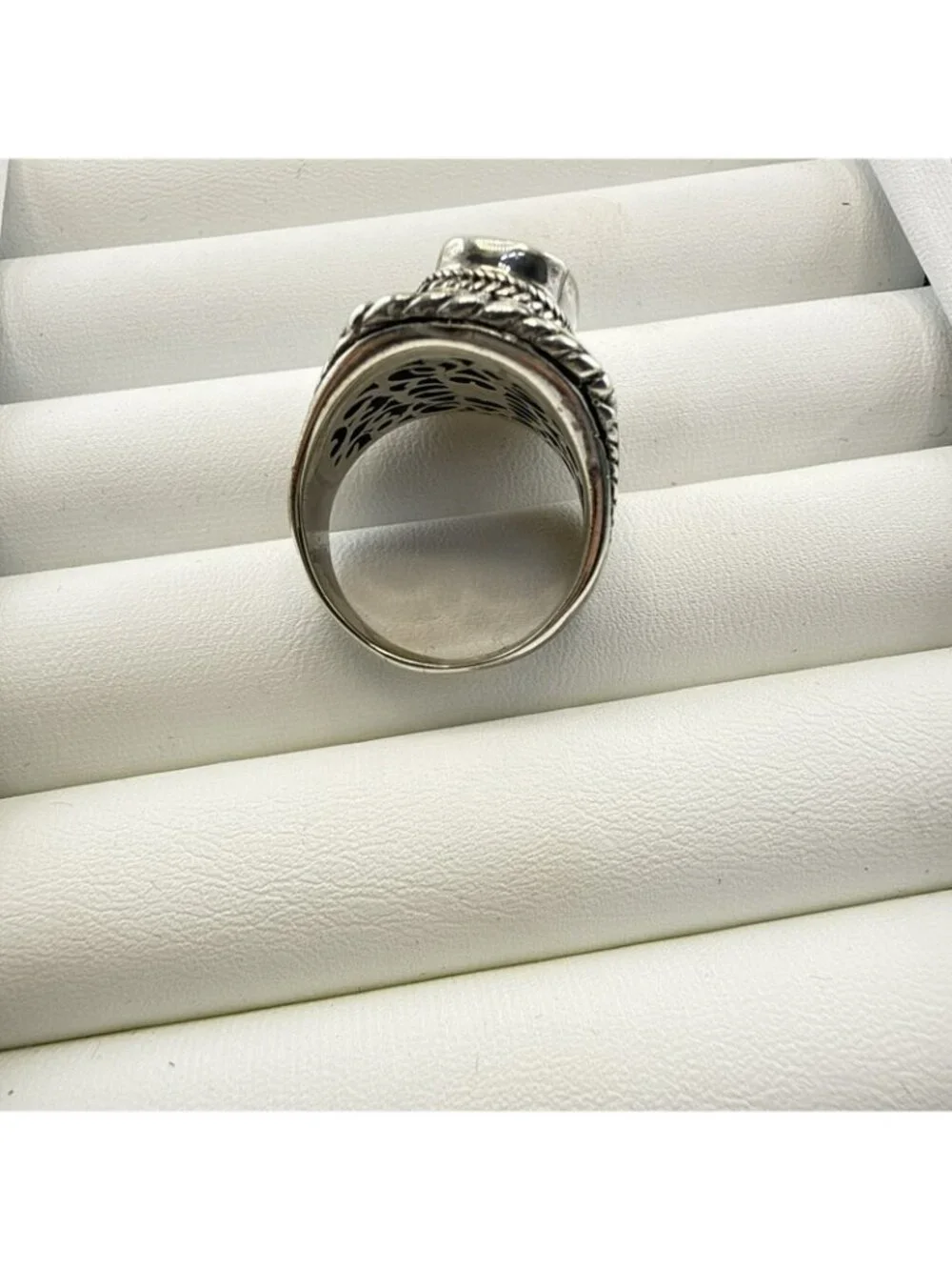 Sarda Sterling Silver Ring Melon Quartz Pebbled Sz 9 JTV Caviar Bali 925